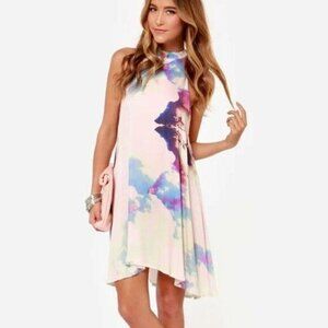 Lulu's Some Days Lovin' The Great Divide Pink Print Dress L Boho Summer Beachy